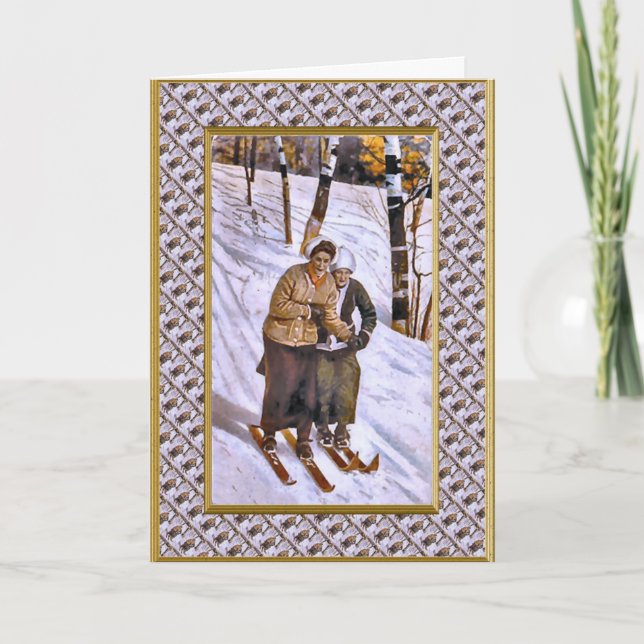 Tarjeta Festiva Esquí en tándem (Anverso)
