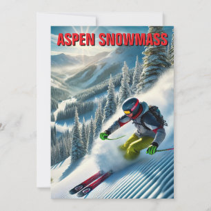 Tarjeta Festiva Esquiador Aspen SnowMass