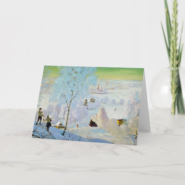 Tarjeta Festiva Esquiadores 1919 (Anverso)