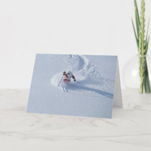 Tarjeta Festiva Esquiando Santa en la estación de esquí de Snowbir