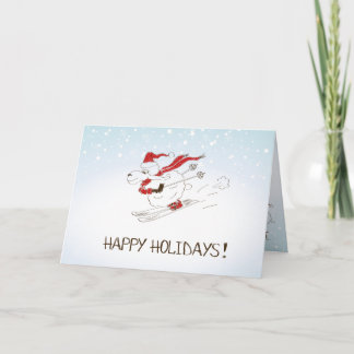 Tarjeta Festiva Esquiar de ovejas Navidades dulces - Felices vacac