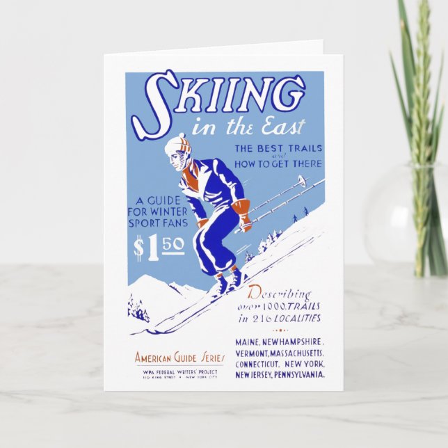 Tarjeta Festiva Esquiar en el Este (Anverso)