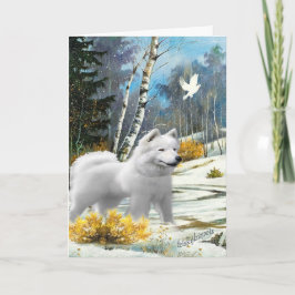 Tarjeta Festiva Esquimal americano una escena del invierno