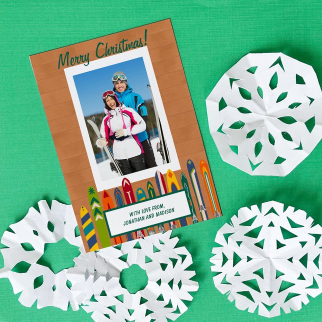 Tarjeta Festiva Esquís Antiguos Foto Personalizada (Subido por el creador)