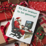 Tarjeta Festiva Esta es la estación para estar jugando con Santa<br><div class="desc">Este diseño fue creado a través del arte digital y puede ser personalizado en el área que proporciona cambiando la foto y/o el texto. O puede personalizarse eligiendo la opción de hacer clic en el personalizar y borrar o cambiar el color del fondo, agregar texto, cambiar el color o estilo...</div>