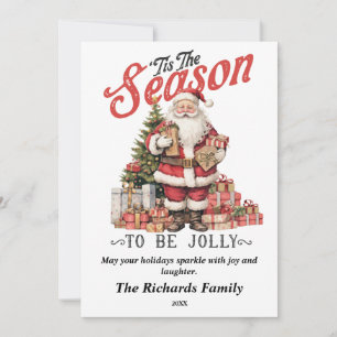 Tarjeta Festiva Esta es la estación para ser Jolly Vintage Santa