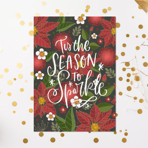Tarjeta Festiva Esta Es La Temporada De Espumar   Poinsettia roja