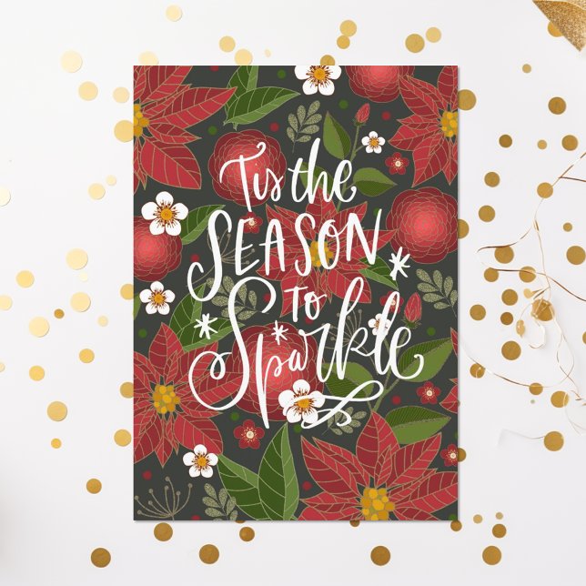 Tarjeta Festiva Esta Es La Temporada De Espumar | Poinsettia roja (Subido por el creador)