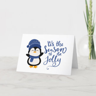 Tarjeta Festiva Esta Es La Temporada De Jolly, Navidades Pingüinos