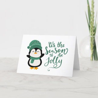 Tarjeta Festiva Esta Es La Temporada De Jolly, Navidades Pingüinos
