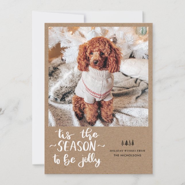 Tarjeta Festiva Esta Es La Temporada Para Ser Jolly Script Holiday (Anverso)