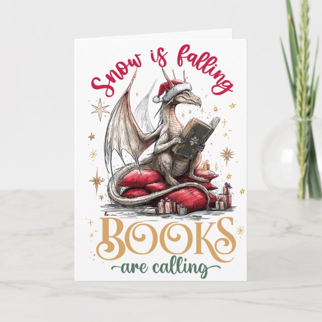 Tarjeta Festiva Está nevando, los libros llaman  (Anverso)