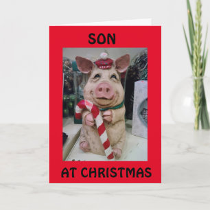 TARJETA FESTIVA ESTA PEQUEÑA PIGGIA DICE FERIADOS NAVIDADES *HIJO*
