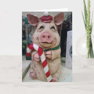 TARJETA FESTIVA ESTA PEQUEÑA PIGGÍA DICE "FERRRIDOS NAVIDADES"