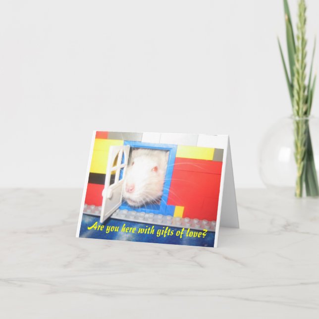 Tarjeta Festiva ¿Está usted aquí con los regalos del amor? (Anverso)