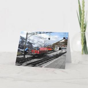 Tarjeta Festiva Estación de tren Kleine Scheidegg en Suiza