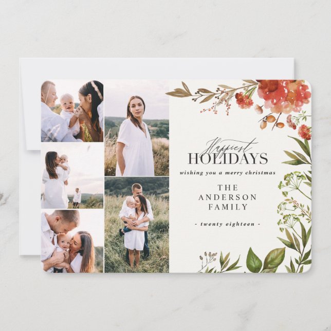 Tarjeta Festiva Estacionamiento de follaje acuático Navidades mult (Anverso)