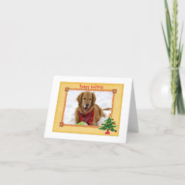 Tarjeta Festiva Estacionario de vacaciones de Golden Retriever