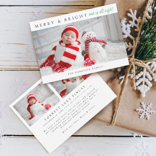 Tarjeta Festiva Estadísticas de nacimiento y fotos modernas alegre