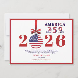 Tarjeta Festiva Estados Unidos 250 Navidades patrióticos rojos pat