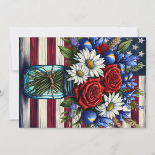 Tarjeta Festiva Estados Unidos patriótico, florido y afligido