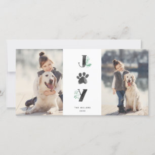 Tarjeta Festiva Estampa de Huella de Mascota Botanical Joy   Tarje