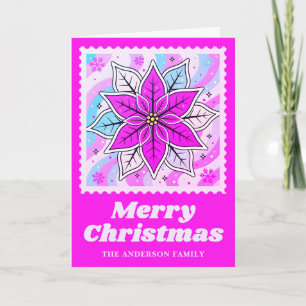 Tarjeta Festiva Estampilla de rehenes de los Navidades de Poinsett