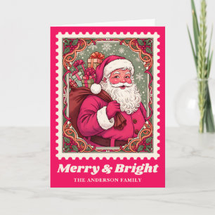 Tarjeta Festiva Estampilla de rehenes de Navidades Santa Rosa Merr
