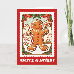 Tarjeta Festiva Estampilla de rehenes para Navidades de pan de jen