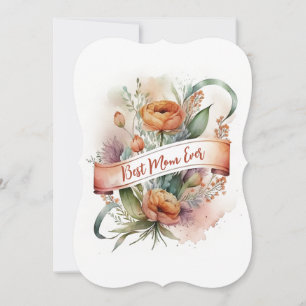 Tarjeta Festiva Estandarte de Acuarela Floral Mejor Mamá del Mundo