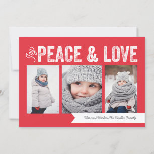 Tarjeta Festiva Estandarte de alegría paz amor 3 fotos de vacacion