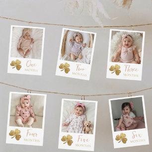 Tarjeta Festiva Estandarte de foto mensual del primer cumpleaños L