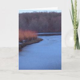 Tarjeta Festiva Estanques azules de hielo y autobuses rojos -