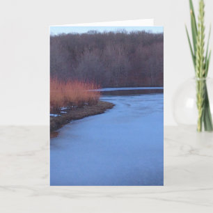 Tarjeta Festiva Estanques azules de hielo y autobuses rojos -