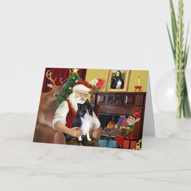Tarjeta Festiva Estantería negra de Papá Noel (Anverso)