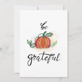 Tarjeta Festiva Estar agradecidos calabazas acuarela feliz acción 
