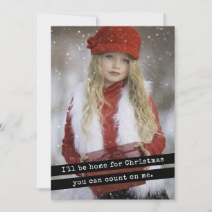 Tarjeta Festiva Estaré en casa para Navidades máquina de escribir