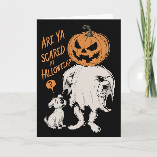 Tarjeta Festiva ¿Estás asustado en Halloween divertido (Anverso)