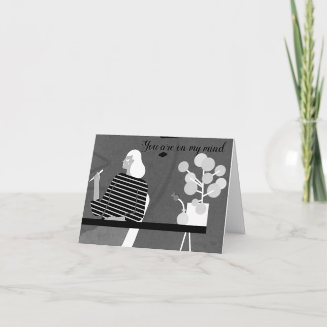 TARJETA FESTIVA ***ESTÁS EN MI MENTE*** QUIERE VERTE DE NUEVO (Anverso)