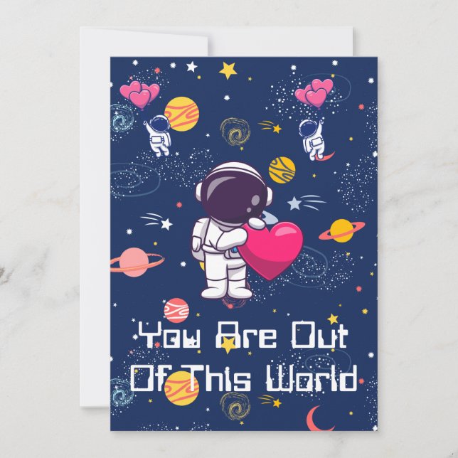 Tarjeta Festiva ¡Estás fuera de este mundo! - San Valentín con tem (Anverso)