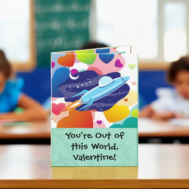 Tarjeta Festiva Estás fuera de este Valentín mundial (outer space kids custom valentine card)