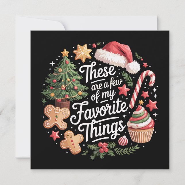 Tarjeta Festiva Estas Son Algunas De Mis Cosas Favoritas De Navida (Anverso)