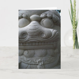 Tarjeta Festiva Estatua china del perro de los pies