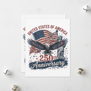 Tarjeta Festiva Estatua de la Libertad Águila Calva Aniversario 25