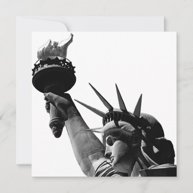 Tarjeta Festiva Estatua de la libertad en blanco y negro (Anverso)