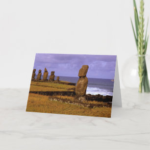 Tarjeta Festiva Estatua de Moai de la Plataforma de Tahai resume P