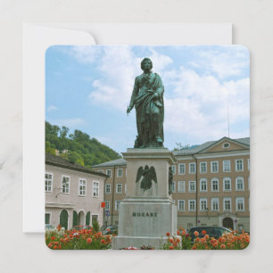 Tarjeta Festiva Estatua de Mozart en Salzburgo