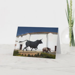 Tarjeta Festiva Estatua de toro y caballo español