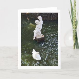 Tarjeta Festiva Estatua y cisne en Madeira