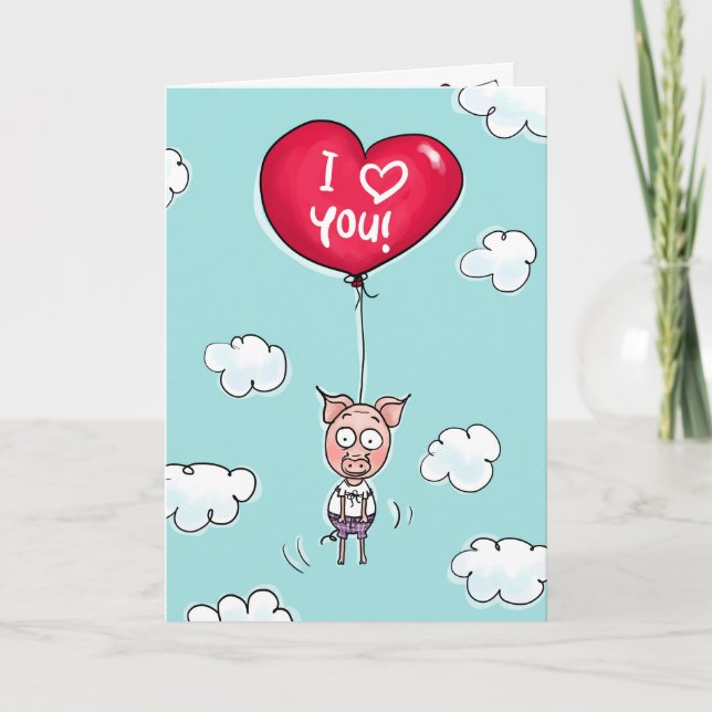 Tarjeta Festiva Este cerdo te quiere. (Anverso)